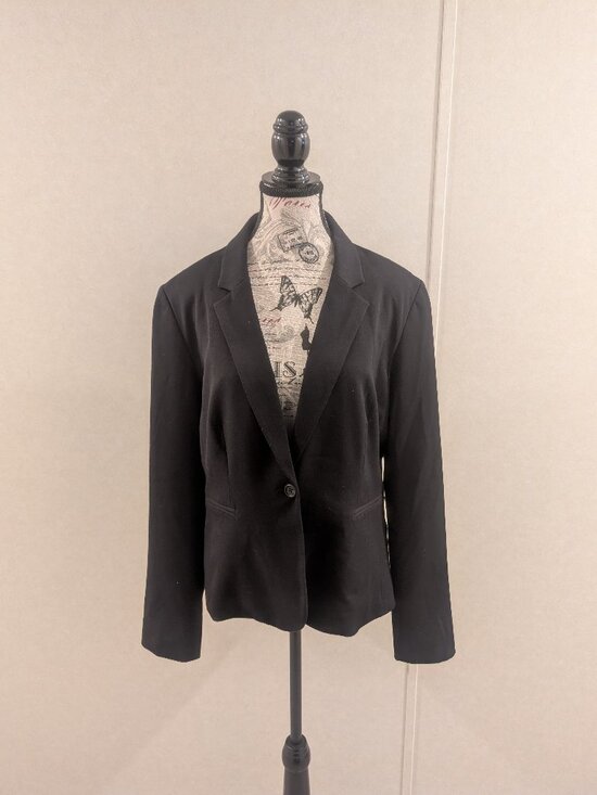 Elle Jackets & Blazers - ELLE Black One Button Career Blazer Jacket Women's 14 Tailored Stretch